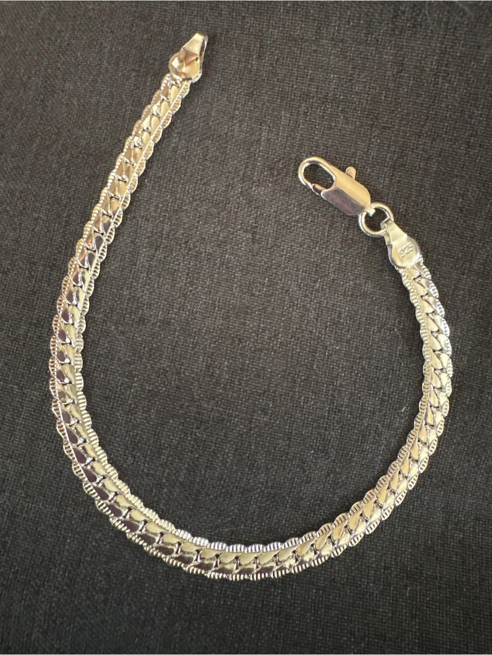 Sterling Silver Double Cuban linkChain Bracelet w lobster clasp